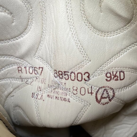 Vintage Acme Cowboy Boots in Tan Roughout Leather, Made in USA - Picture 6 of 11